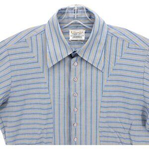ALEXANDER'S Vintage Sanforized Shirt Mixed Stripes Fitted Never Iron LARGE